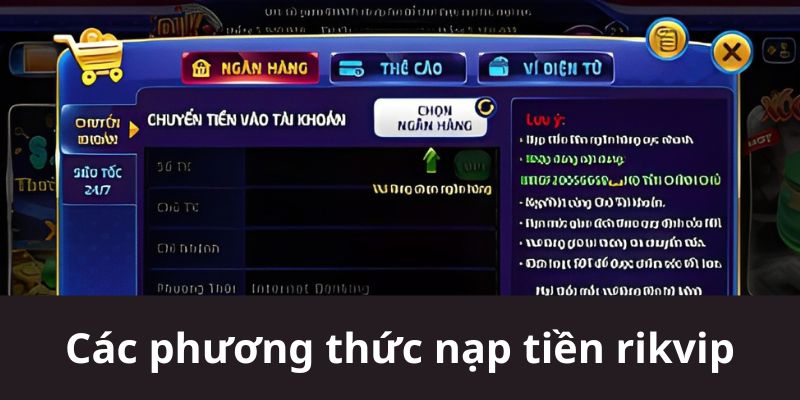 Các phương thức nạp tiền